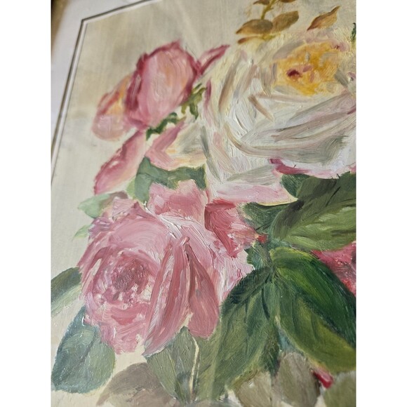 Original Art Floral Painting In Gold Frame 12" x 15", Vintage 1971 - Picture 3 of 7